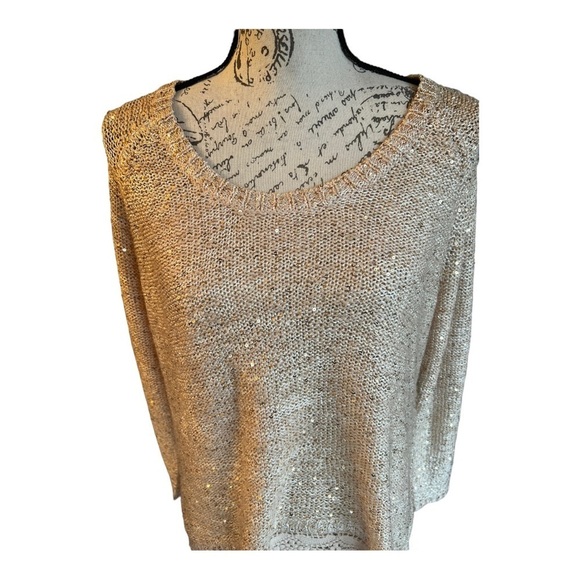 Boston Proper Sweater Tunic Lace Bottom Sequin size Medium - Picture 5 of 8